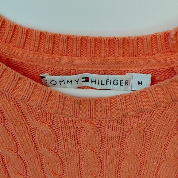 Tommy Hilfiger Orange Crew Neck Cable Knit Sweater - Picture 2 of 4
